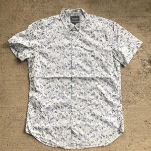 Bonobos Slim Shirt Large Long White Blue Flamingos